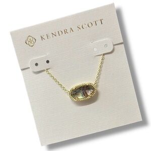 Kendra Scott Elisa Gold Pendant Necklace Abalone Shell Stone 15-17” - NEW